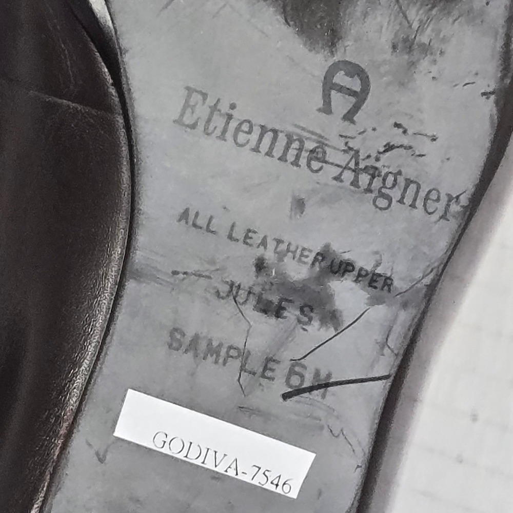 Etienne Aigner Jules Dark Brown Leather Croc Embossed Buckle Loafers 6M - Picture 10 of 10